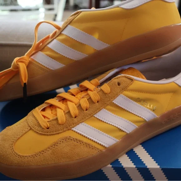 adidas | Shoes | Adidas Yellow And White Sneakers With Retro Design |  Poshmark